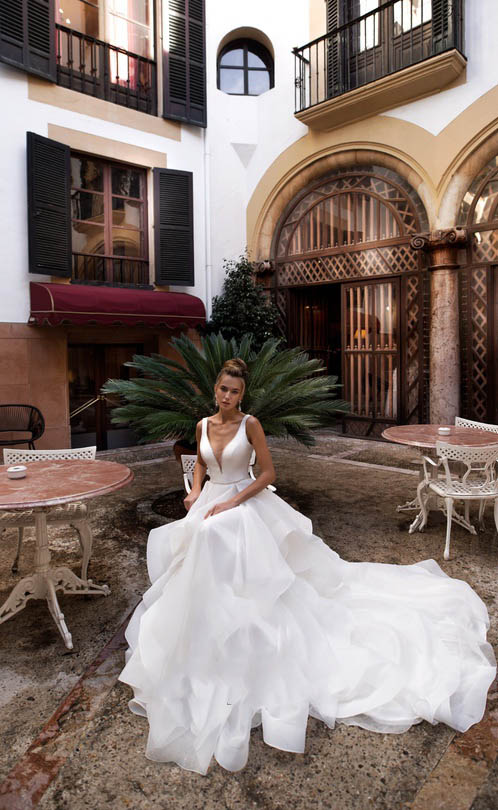 nora naviano beach wedding dresses v neck ruffles backless sweep train boho bridal gowns plus size robe de marie
