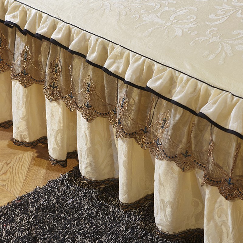 Gray Lace Bedspread Bed Skirt Pillowcase 3pcsset Velvet Thick Girls Bedclothes Bed Sheet Wedding Princess Bedding Home Decoration7305418