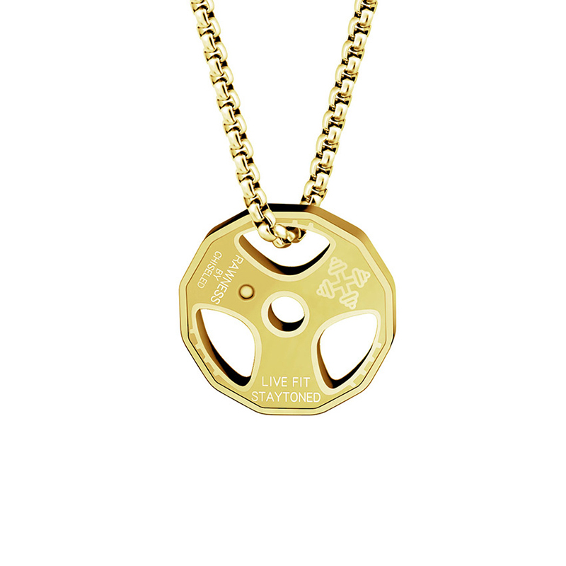 Men's Gun Black Sports Barbell Dumbbell Pendant Necklace Stainless Steel Sports Fitness Pendants Jewelry Gold/Silver/Black