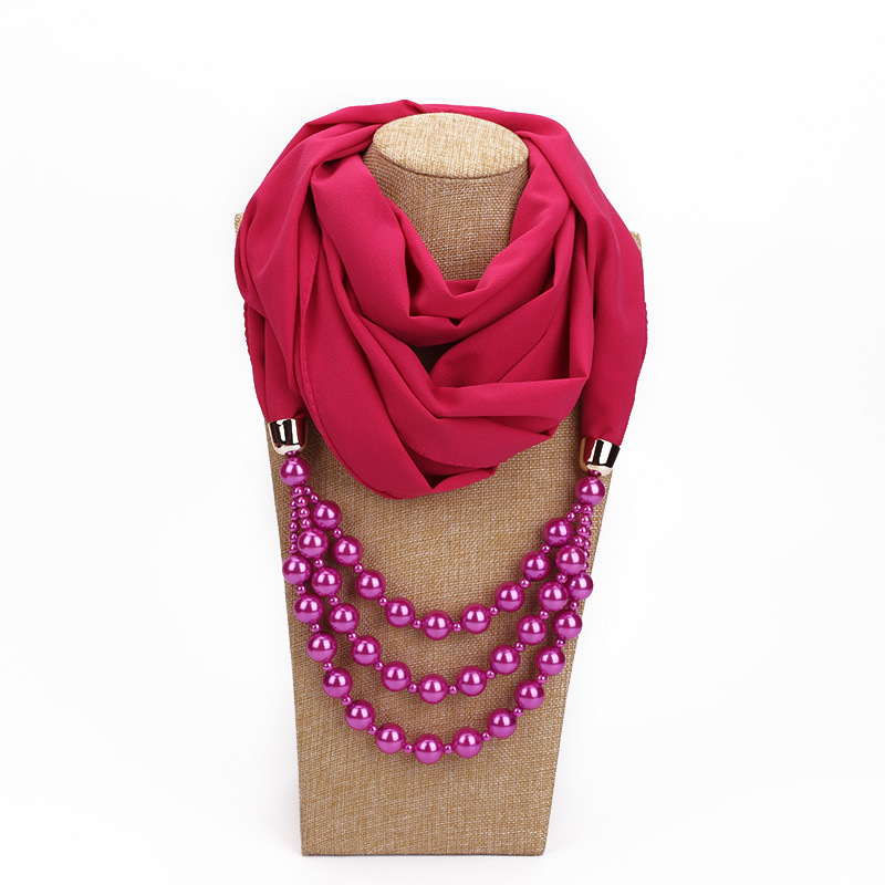 New Fashion Women Solid Jewelry Pendant Chiffon Scarf Pearl Shawls and Wraps Soft Female Accessories cashmere scarf silk scarf