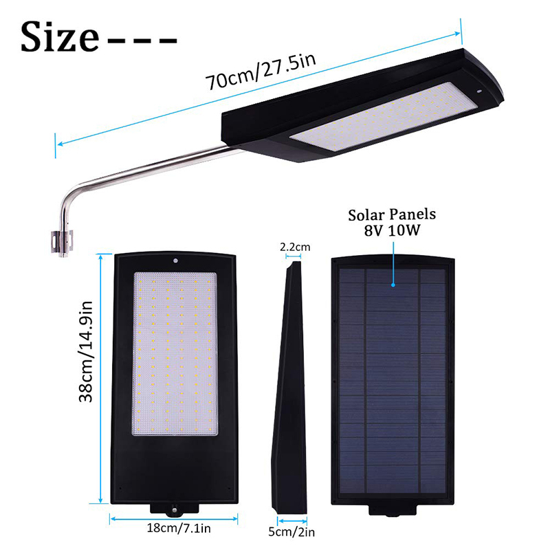 Radar Motion Sensor Solar Lights 108 LED Street Light 15W 2100LM Security Lighting Night Outdoor for Garden Path Street