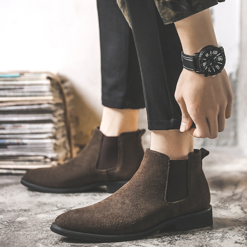 British fashion boots for men genuine leather shoes slip on tooling boot spring autumn ankle botas masculinas zapatos, Black
British fashion boots for men genuine leather shoes slip on tooling boot spring autumn ankle botas masculinas zapatos, Black