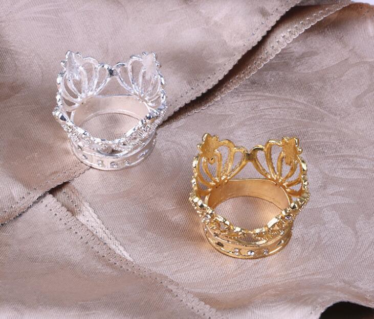 Crown Napkin Ring Metal Crown Shape with Imitation Diamond Napkin Holder for Home Wedding Table Decoration