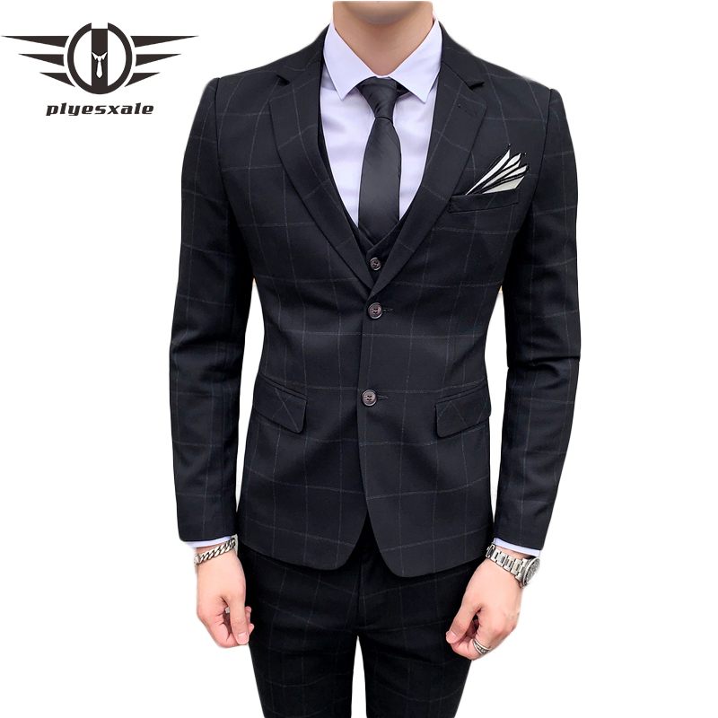 Plyesxale Slim Fit Fashion Black Grey Plaid Suit Men Elegant 3 Piece Wedding Suits For Men Business Dress Formal Suit Male Q957
Plyesxale Slim Fit Fashion Black Grey Plaid Suit Men Elegant 3 Piece Wedding Suits For Men Business Dress Formal Suit Male Q957