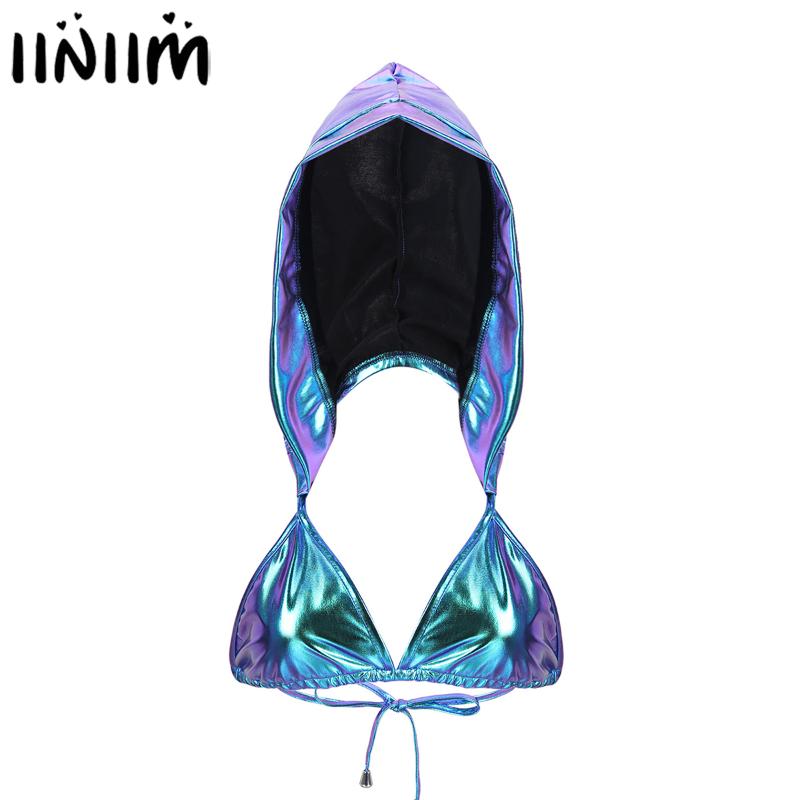 Bras Sets Mini Tops Women Shiny Metallic Deep V Bikini Hooded Crop Top Micro Bustier Vest Sexy Streetwear Clubwear Rave Dance Tank, Black
Bras Sets Mini Tops Women Shiny Metallic Deep V Bikini Hooded Crop Top Micro Bustier Vest Sexy Streetwear Clubwear Rave Dance Tank, Black
