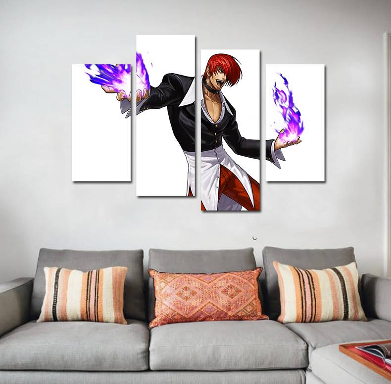 4pcs/set Unframed Iori Yagami Anime Poster Print On Canvas Wall Art Picture For Home and Living Room Decor