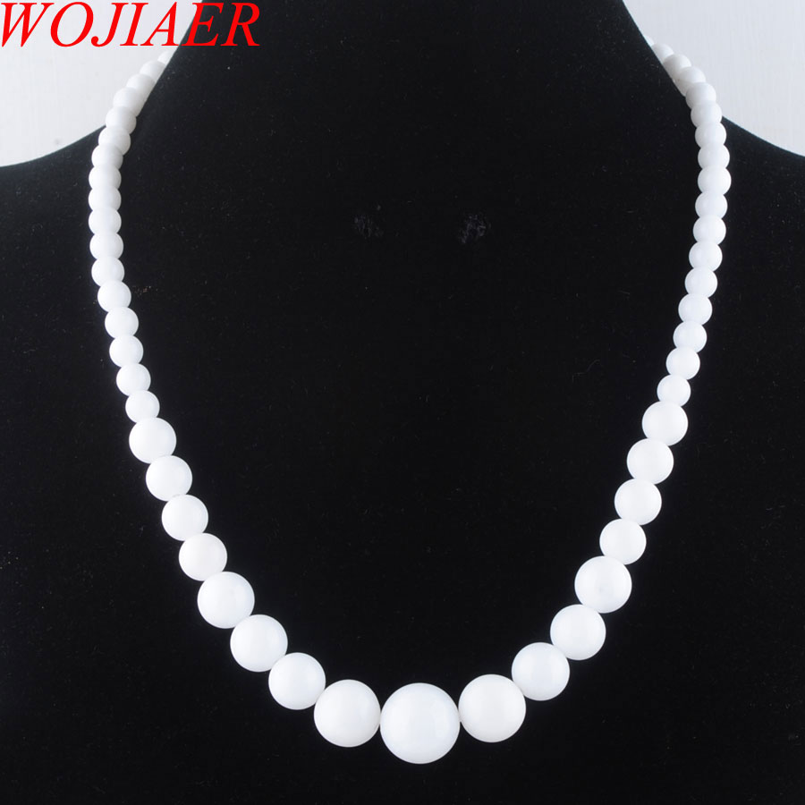 WOJIAER White Jades Gem Stone 6-14mm Graduated Round Beads Women Necklace 17.5 Inches Strand Jewelry DF3008, Silver
WOJIAER White Jades Gem Stone 6-14mm Graduated Round Beads Women Necklace 17.5 Inches Strand Jewelry DF3008, Silver
