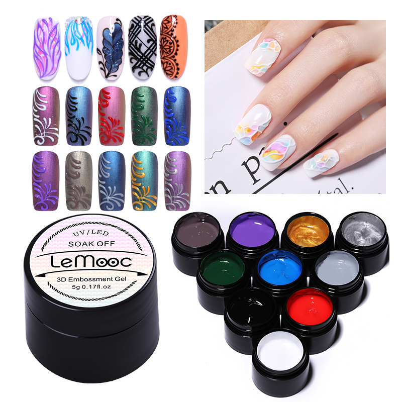 LEMOOC 5ml 3D Embossment Gel Polish Silver Gold Colors Painting Drawing Carving Nail Art Design Gel Soak Off UV Varnish, Siliver 160
LEMOOC 5ml 3D Embossment Gel Polish Silver Gold Colors Painting Drawing Carving Nail Art Design Gel Soak Off UV Varnish, Siliver 160