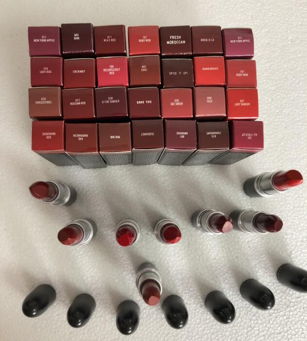 

Top Quality Brand Lipstick Matte Rouge A Levres Aluminum Tube Lustre 29 Colors Lipsticks with Series Number Russian Red Diva, 23# mocha