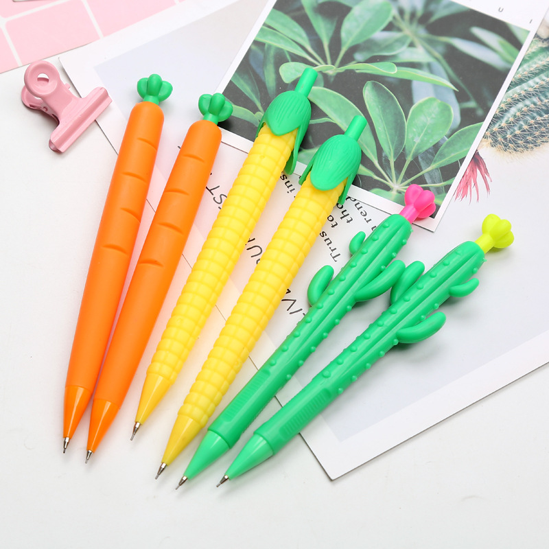 Ballpoint Pens 36 pcs/lot 0.5/0.7mm Cactus Corn Mechanical Pencil Cute Carrot Automatic Drawing Pen School writing Supplies Stationery gift