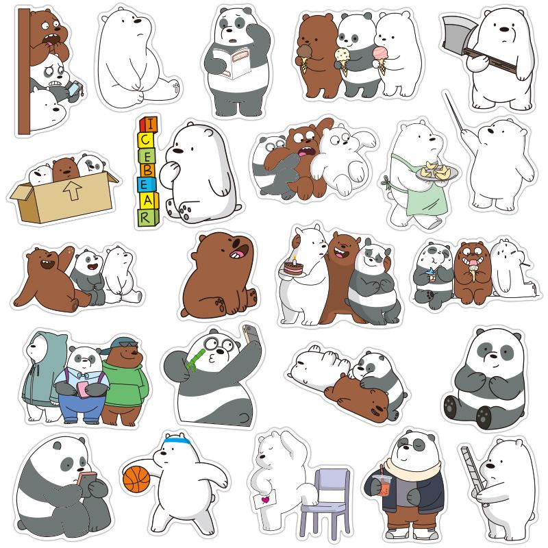 Carton mignon We Bare Bears Naked Bear Notebook Suitcase Skateboard Car Sticker