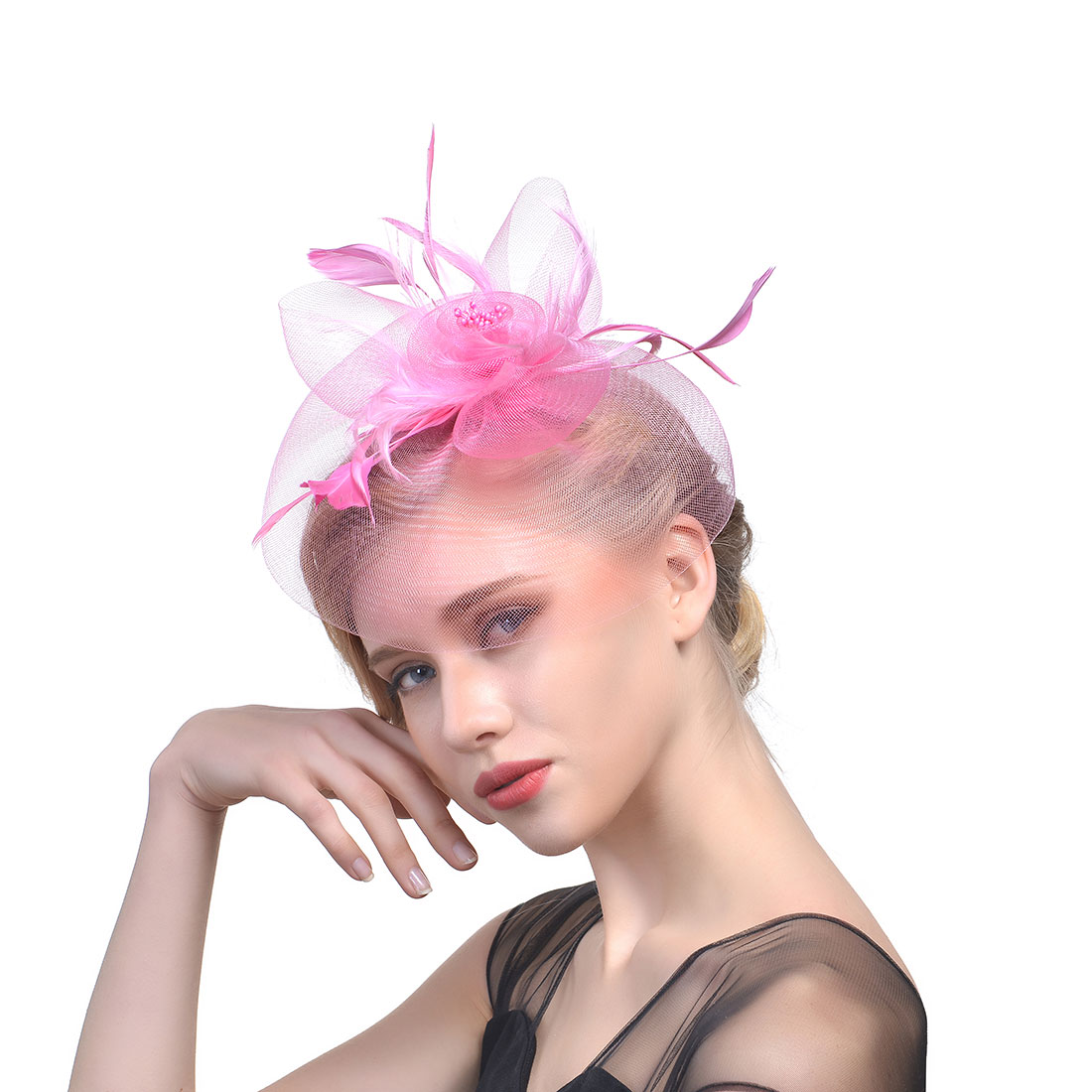 Bridal hats Feather Fascinator Hair Bridal Birdcage Veil Hat Wedding Hats Fascinators Cheap Femin Hair Flowers For Wedding Party