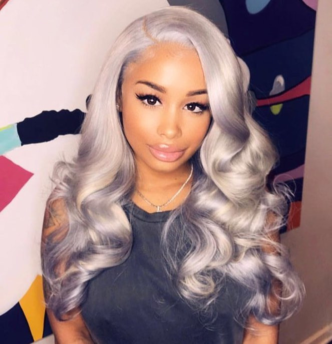 Full Lace Human Hair Wigs Lace Front Human Hair Wig Ombre T1b/grey# Color Wavy Side Part 130% Density Wig