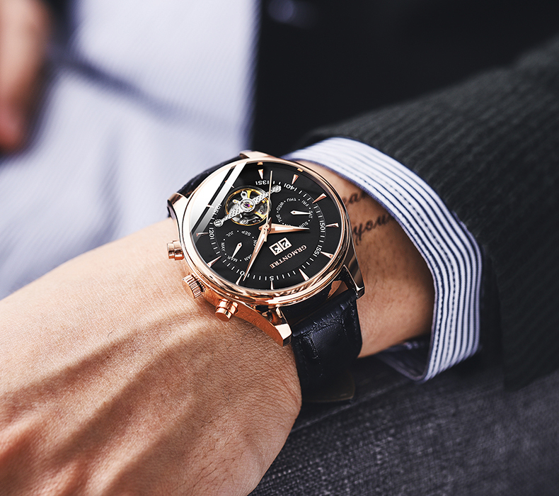 Relogio Masculino Automatic Watches For Men Mechanical Skeleton Fashion Watch Black Clock Erkek Kol Saati Reloj Hombre Grmontre Y19052004