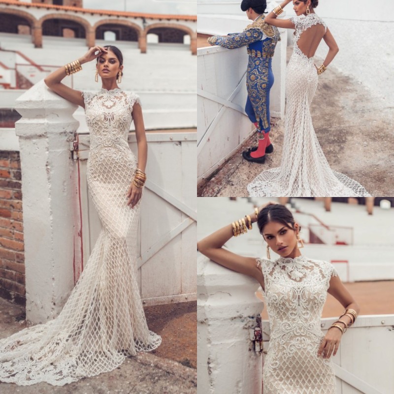 2019 Julie Vino Mermaid Wedding Dresses Jewel Neck Cap Sleeevs Hollow Back Sexy Beach Wedding Gowns Sweep Train Boho Bohemian Bridal Dress, Pink
2019 Julie Vino Mermaid Wedding Dresses Jewel Neck Cap Sleeevs Hollow Back Sexy Beach Wedding Gowns Sweep Train Boho Bohemian Bridal Dress, Pink