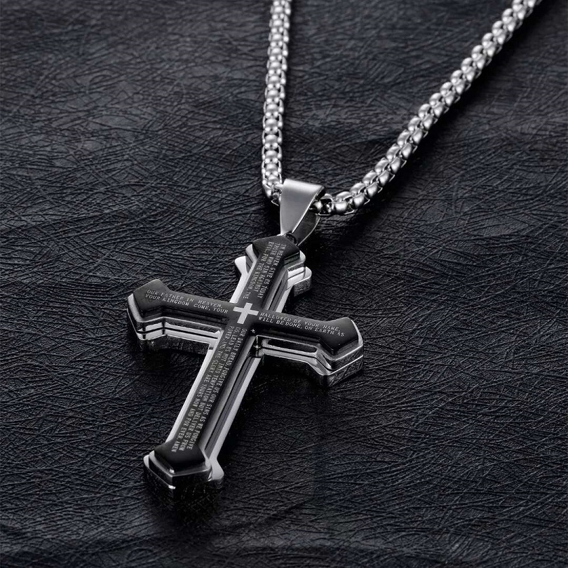 hip hop pendant necklace for men luxury designer mens black pendants stainless steel Bible scriptures jewelry gift