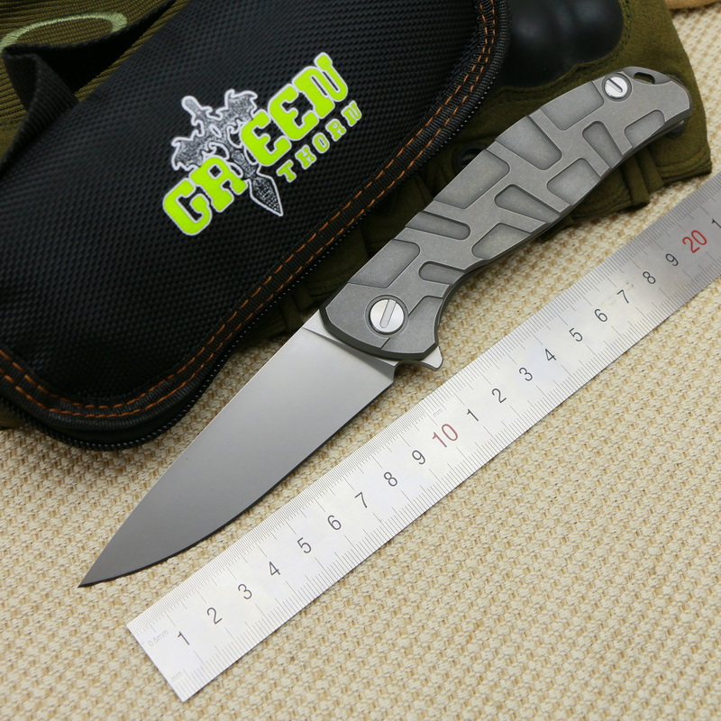 Green thorn Flipper 95 D2 steel Nudist / T mode Titanium handle outdoor camping hunting pocket fruit folding knife EDC tools
Green thorn Flipper 95 D2 steel Nudist / T mode Titanium handle outdoor camping hunting pocket fruit folding knife EDC tools