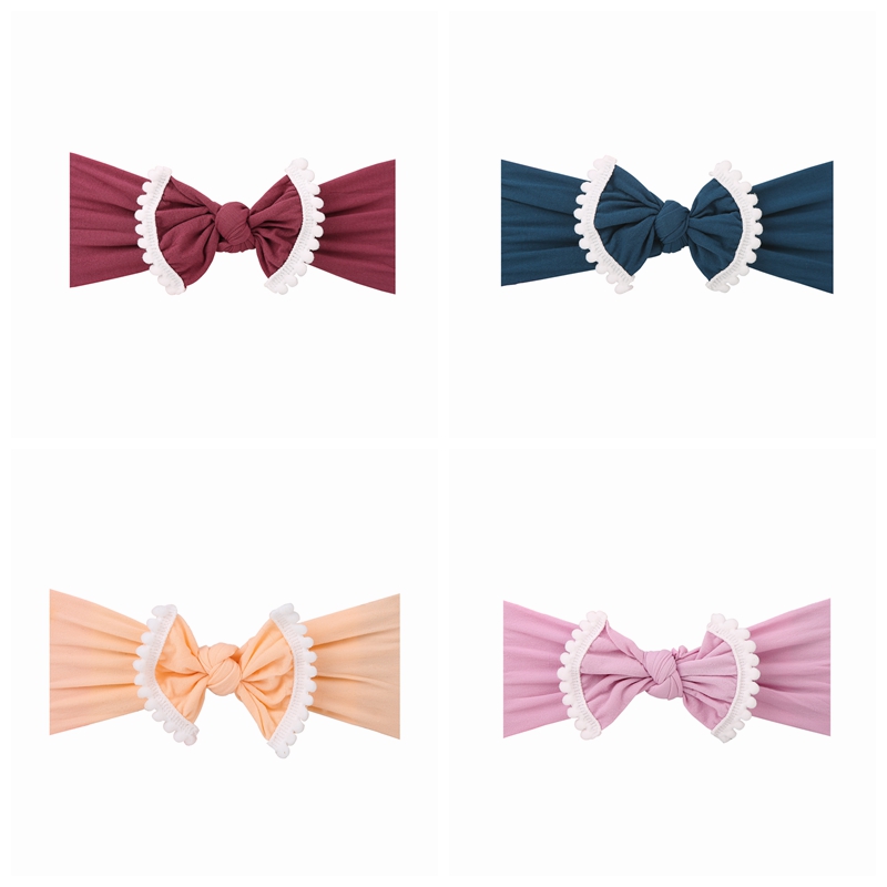 Simple and fashionable super soft hair ball nylon wide hair band children's hair headband