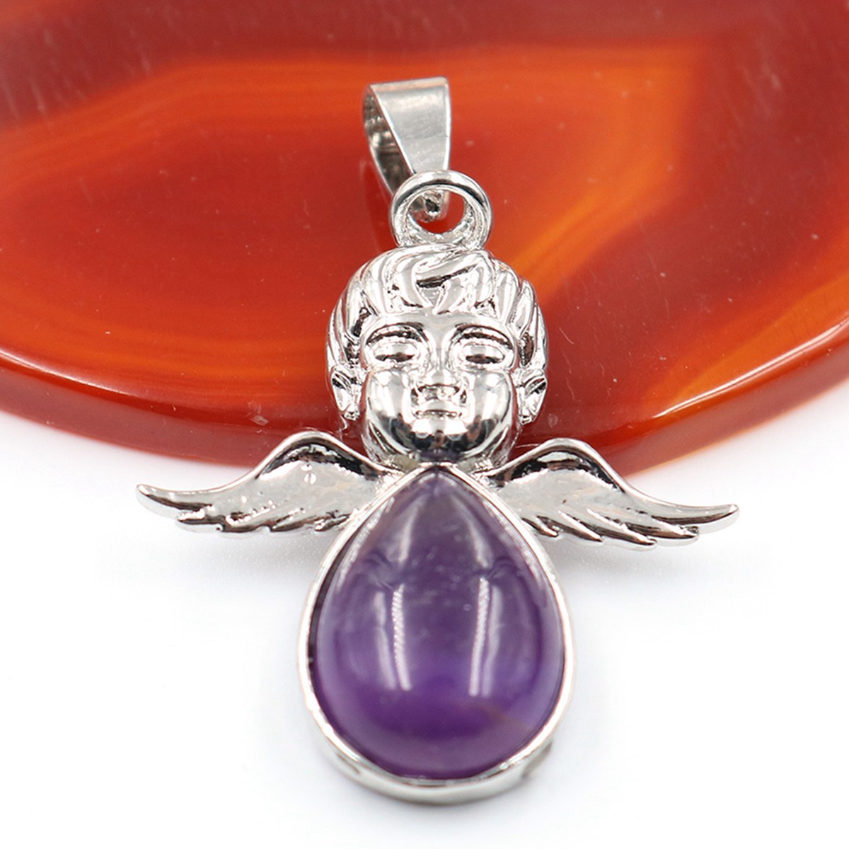 Little Angel Pendant Lady Girl Fashion Sweet Temperament Necklace Stainless Steel Natural Stone