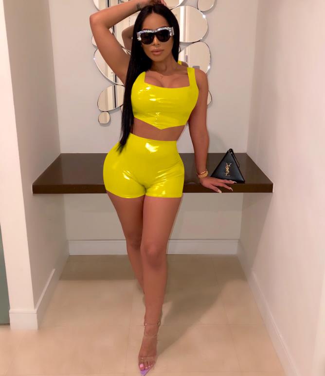 A820 Europe and the United States explosion models PU leather suspenders two-piece 2019 summer