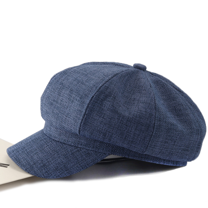 Wholesale- Octagonal Hat Female Adjustable Cotton and Linen Small Fragrance Wind Beret with Brim Thin Section Painter Hat Female