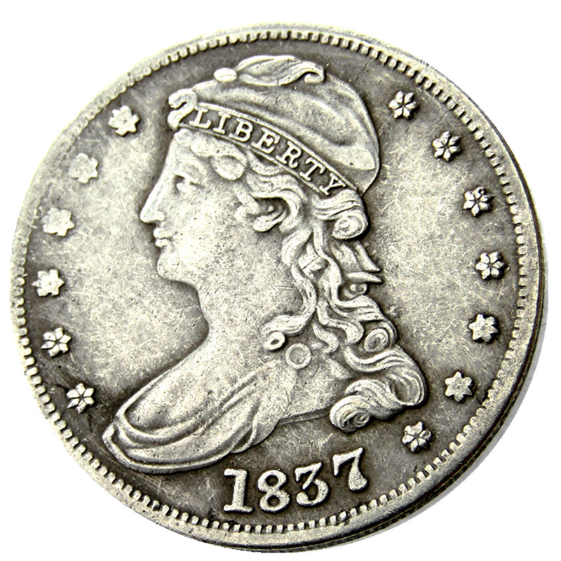 US 1837 CAPPED BUST HALF DOLLAR Silver Plated Copy Coin Brass Craft Ornaments home decoration accessories
US 1837 CAPPED BUST HALF DOLLAR Silver Plated Copy Coin Brass Craft Ornaments home decoration accessories