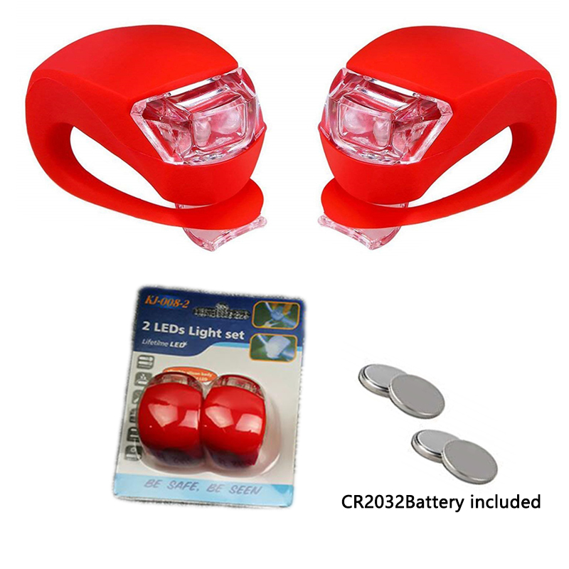 Bike Lights Silicone Bicycle Cycling Head Front Rear Wheel LED Headlight for Mountain Roads Night Cycling Batteries Included