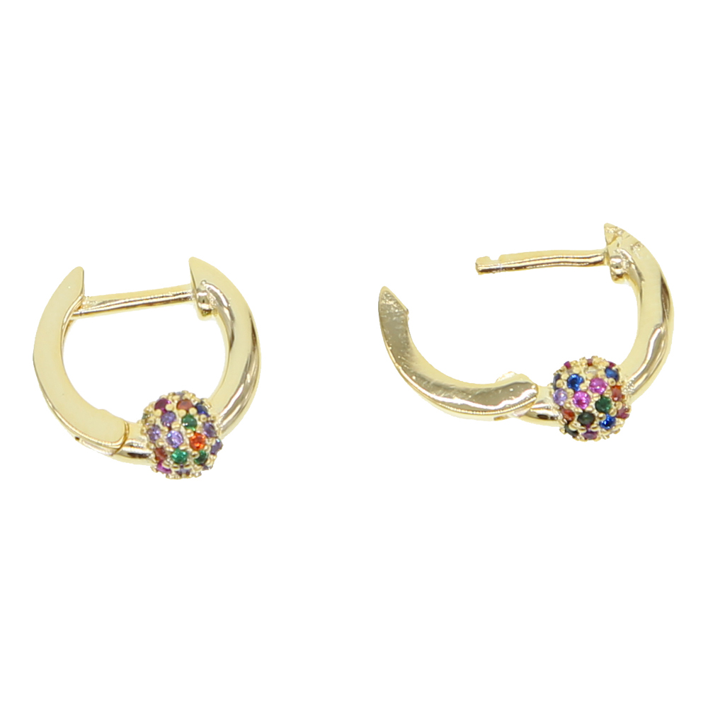 10mm Mini huggie hoop earring with rainbow cz disco ball fashion simple girl women gift earring jewelry