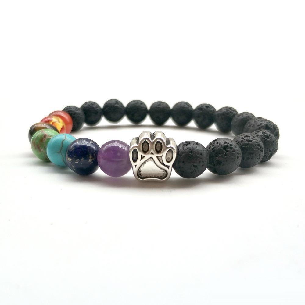 7 Chakra Natural stone beads Bracelet For Women Men Cat dog claw Charm Lava Stone Healing balance Yoga beaded Bangle DIY Jewelry