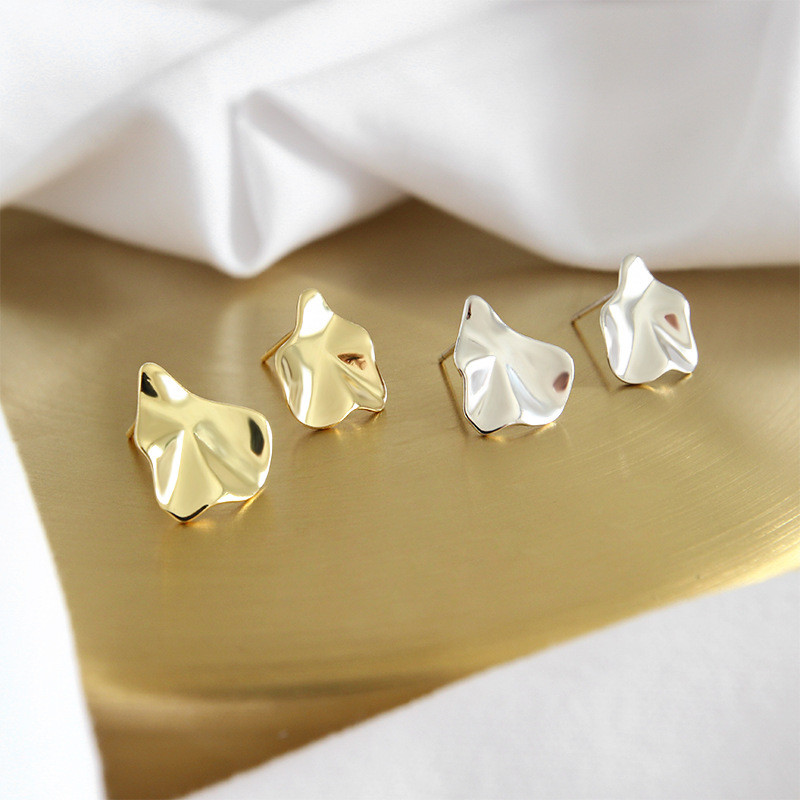 Authentic 925 Sterling Silver Irregular Concave Convex Stud Earrings For Women Students New Fashion Female Geometric Earring