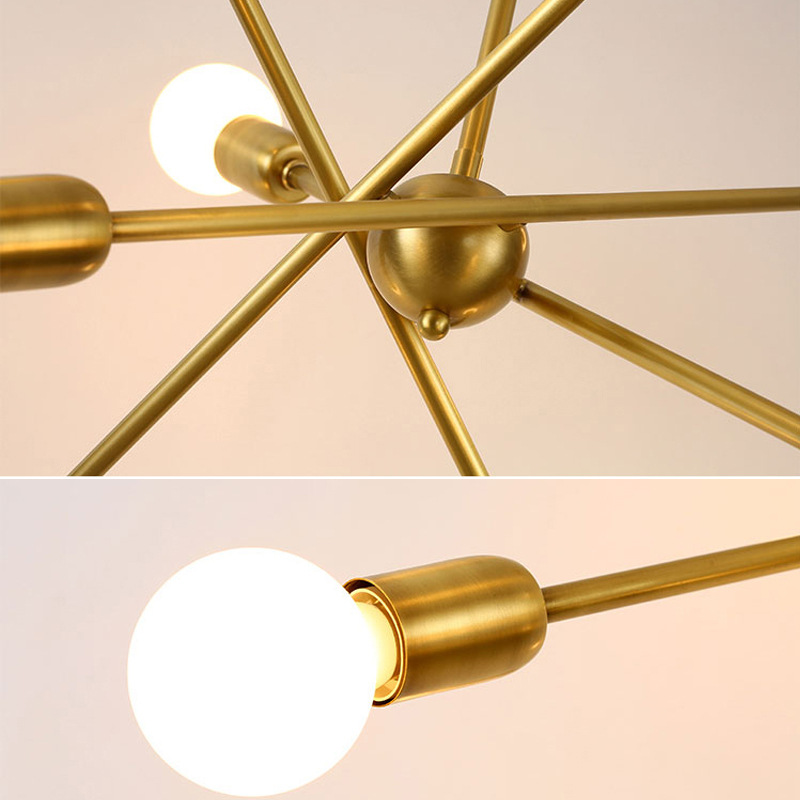 American style copper body 8/10 arm LED Pendant light modern branch with E27 base 4W led lamp pure white free shipping