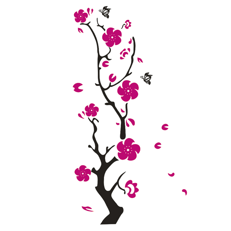 Plum flower 3d Acrylic mirror wall stickers Room bedroom DIY Art wall decor living room entrance background wall decoration6831638