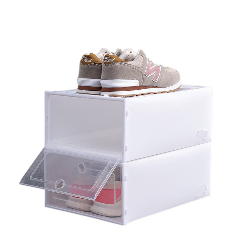 3 Pack Clear Plastic Shoe Box Dustproof Sneaker Storage Organizer Flip Transparent High Heels Boxes Candy Color Stackable Shoes Containers Case VT1017