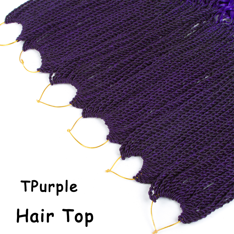 Fashion half curly Chirstmas gift 18" Ombre Senegalese Twist Hair Crochet Synthetic Crochet Braids Curly Hair End Purple Braiding Hair, 1b+purple