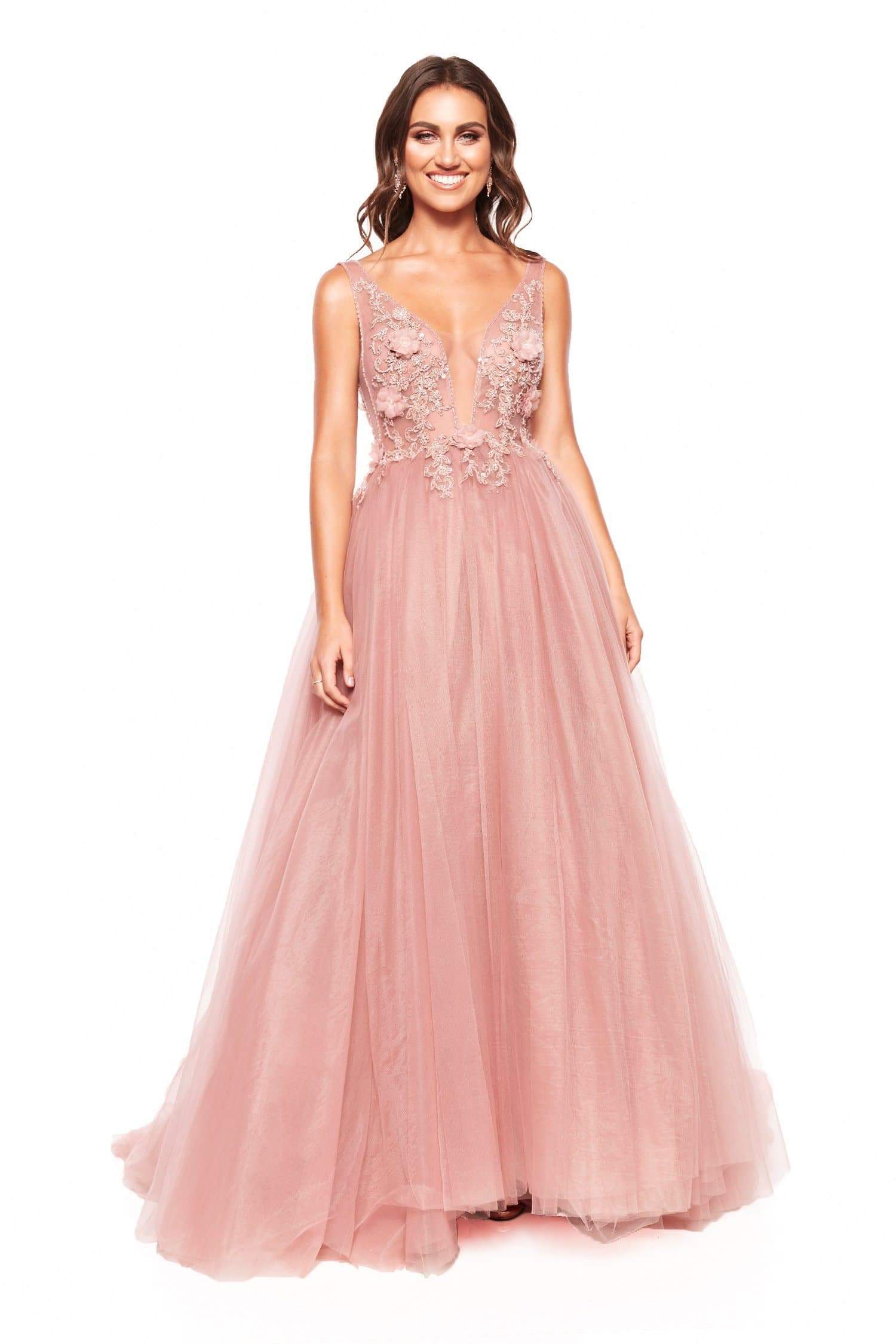 pink evening dresses v neck lace appliqued beaded sleeveless prom gown backless sweep train custom made lumbar formal party gown