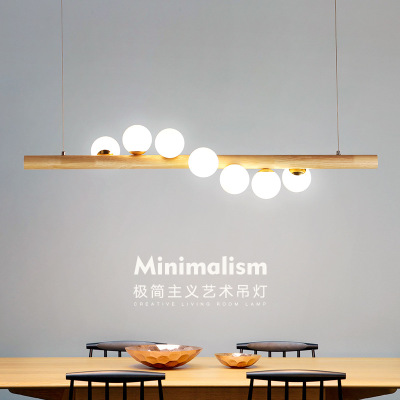 Wood White Glass Ball Led Pendant Lamps Dining room Hanglamp G4 Bulb Coffee Shop Bar chandelier Home Luminaire Nordic Lamp
