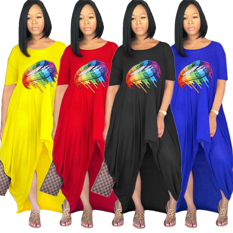 2020 Designer Womens Loose Casual Dresses Sexy Summer Beach Dress Rainbow Lips Print Short Sleeve Dress BOHO Womens Fashion Clothing, Black
2020 Designer Womens Loose Casual Dresses Sexy Summer Beach Dress Rainbow Lips Print Short Sleeve Dress BOHO Womens Fashion Clothing, Black