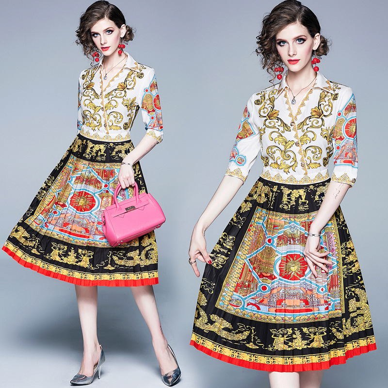 New Women's Runway Beautiful Floral Print Button Front Lapel Neck Empire Waist Vintage Dress Office Ladies Sexy Slim Party Pleated Dresses, Black;gray
New Women's Runway Beautiful Floral Print Button Front Lapel Neck Empire Waist Vintage Dress Office Ladies Sexy Slim Party Pleated Dresses, Black;gray