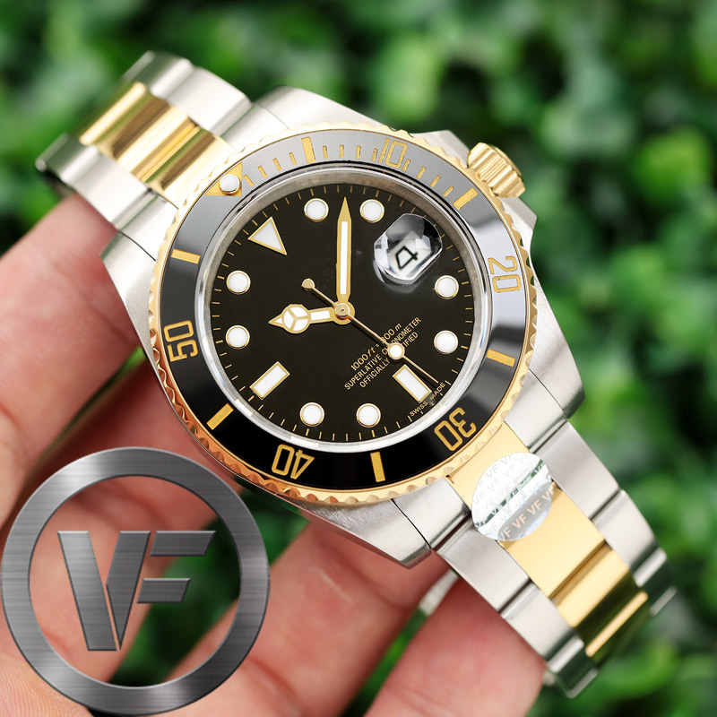 VFactory Ceramic Bezel Glide Lock Designer Mens 2813 Automatic Movement Mechanical SS Watch Sports Fashion Men Watches Wristwatches, Original box
