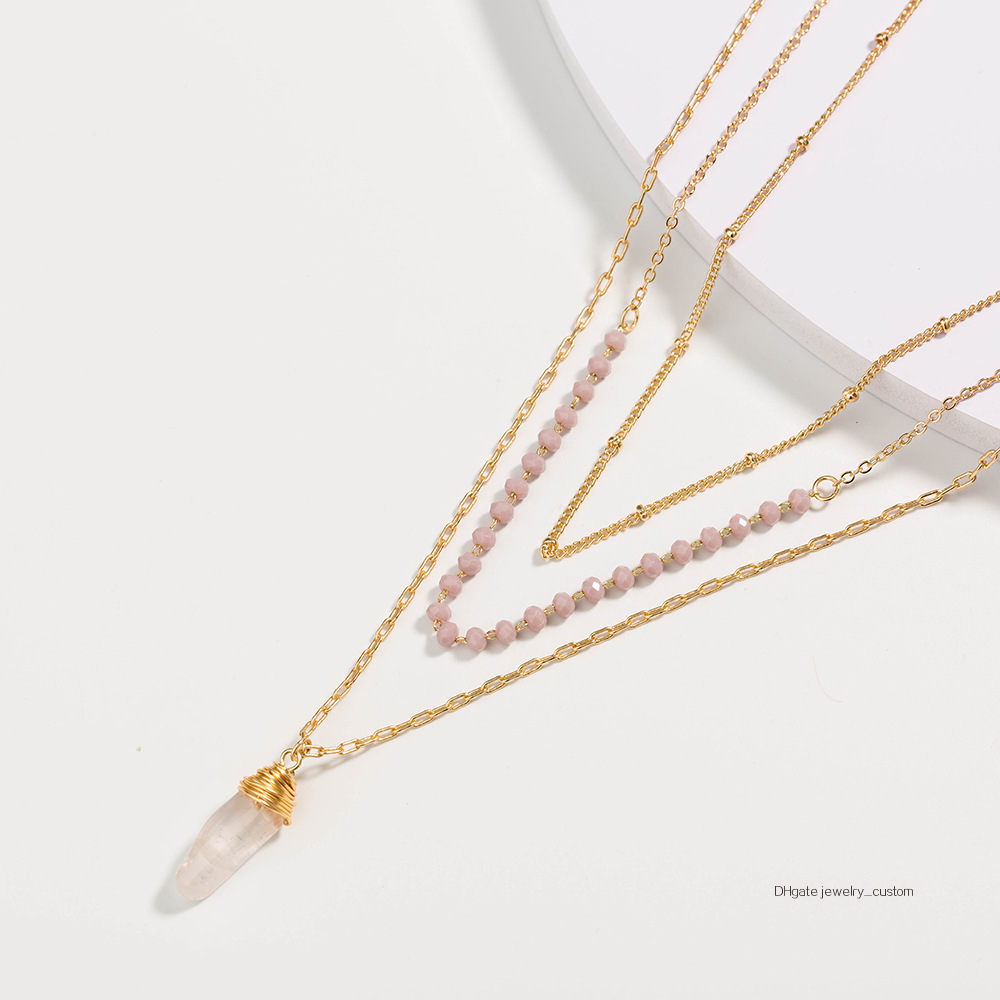 Ornaments Natural Long Plain Water Crystal Pendant Lilac Crystal Golden Bead Chain Neck Ma'am Multi-storey Necklace
Ornaments Natural Long Plain Water Crystal Pendant Lilac Crystal Golden Bead Chain Neck Ma'am Multi-storey Necklace