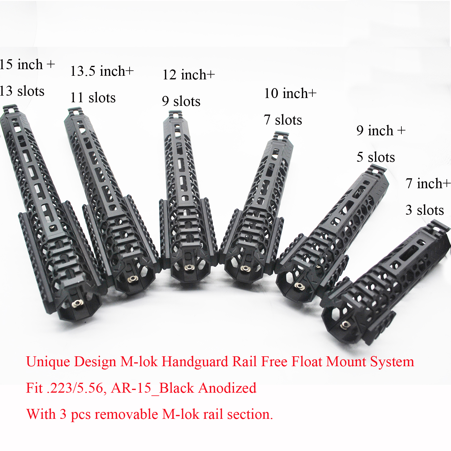 7 9 10 11 12 13 5 15'' inch M-lok Handguard Rail Ultralight Float Mount System with 3 pcs M-lok Rail Sections Black306i, Black
7 9 10 11 12 13 5 15'' inch M-lok Handguard Rail Ultralight Float Mount System with 3 pcs M-lok Rail Sections Black306i, Black