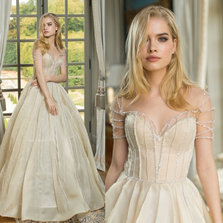 Modest Ball Gown Sophiecouture Prom Dresse Jewel Neck Short Sleeve Chiffon Crystal Party Dress Floor Length robes de soirée, Customize
Modest Ball Gown Sophiecouture Prom Dresse Jewel Neck Short Sleeve Chiffon Crystal Party Dress Floor Length robes de soirée, Customize