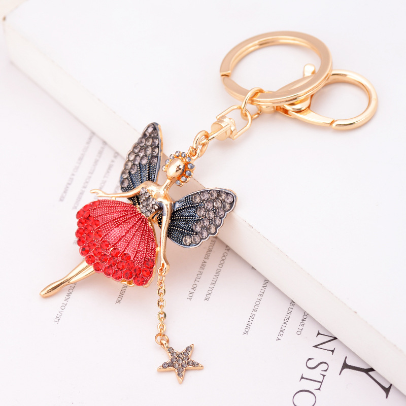 Creative Keychain Alloy Rhinestone Female Angel Keychain Handbag Pendant Car Keychain Woman Jewelry Man Jewelry Belt Buckle