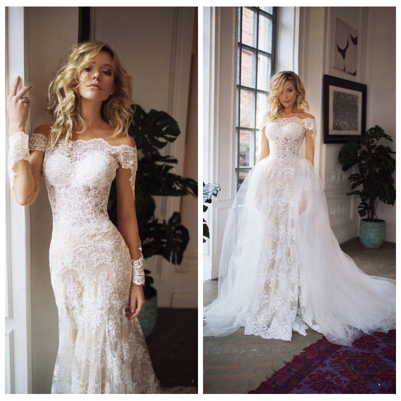 Gorgeous Sheer Long Sleeves Mermaid Wedding Dresses With Detachable Train Long Tulle Bridal Gowns 2020 Slim Formal Two Piece Vestidos, Pink
Gorgeous Sheer Long Sleeves Mermaid Wedding Dresses With Detachable Train Long Tulle Bridal Gowns 2020 Slim Formal Two Piece Vestidos, Pink