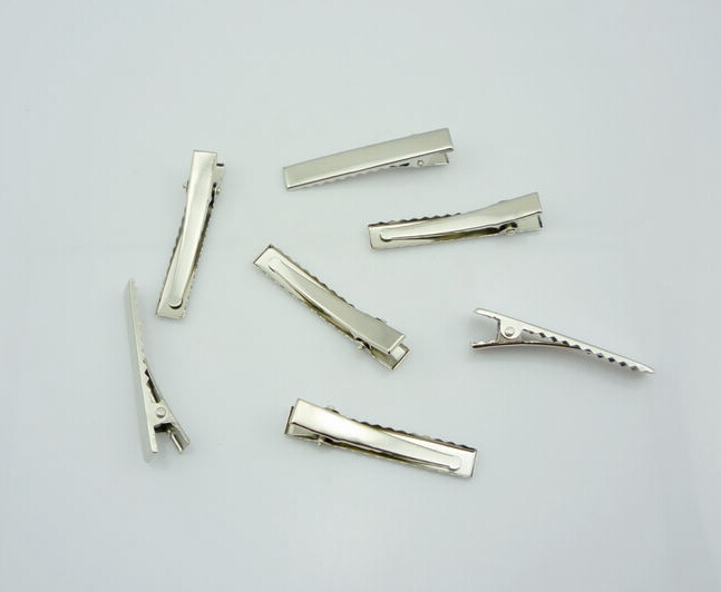 Single Prong Metal Alligator Hair Clip Accessories Silver Color Cheap Hairclips Hair Pin Girls Hair Bow Flower Accessory 50PCS FJ3223