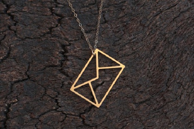 Tiny Geometric Paper Origami Envelope pendant Necklace I love You Letter Email Message Necklace Triangle Square Rectangle Necklaces