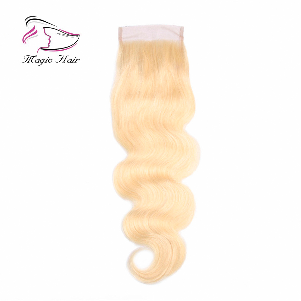 Evermagic 613#blond 3pieces Bundles With 1piece Closure Brazilian Hair Weave Body Wave Human Hair Extension 8-22inches