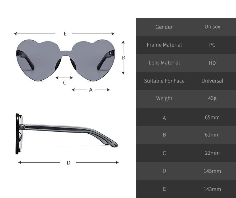 eart Shaped Transparent Rimless Sunglasses Multicolor Party Favors Candy Color Frameless Glasses Tinted Eyewear Thick Slices