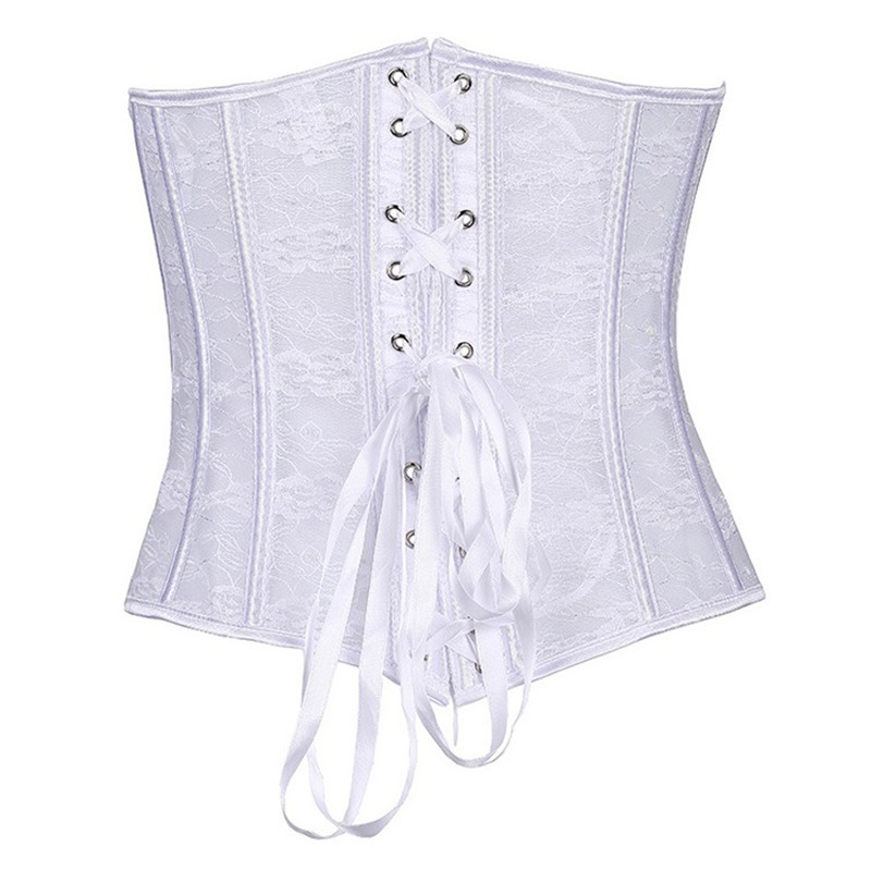 Lace Mesh Overbust Corset Top Women Fashion Transparent Plastic Boned Underwire Padded Cups Sexy Lace-up White Bridal Corset