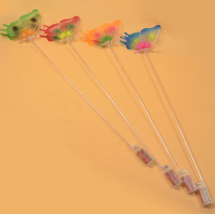 LED Changing Light Color Butterfly Stick Flashing Blinky Light Up Princess Wand Party Festival Night Decoration Birthday gift 65cm long